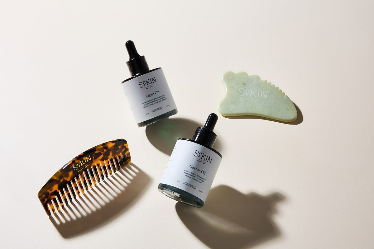 Summer Travel Trio met argan-, castor- en jojoba-olie en Jade Gua Sha van ScKIN